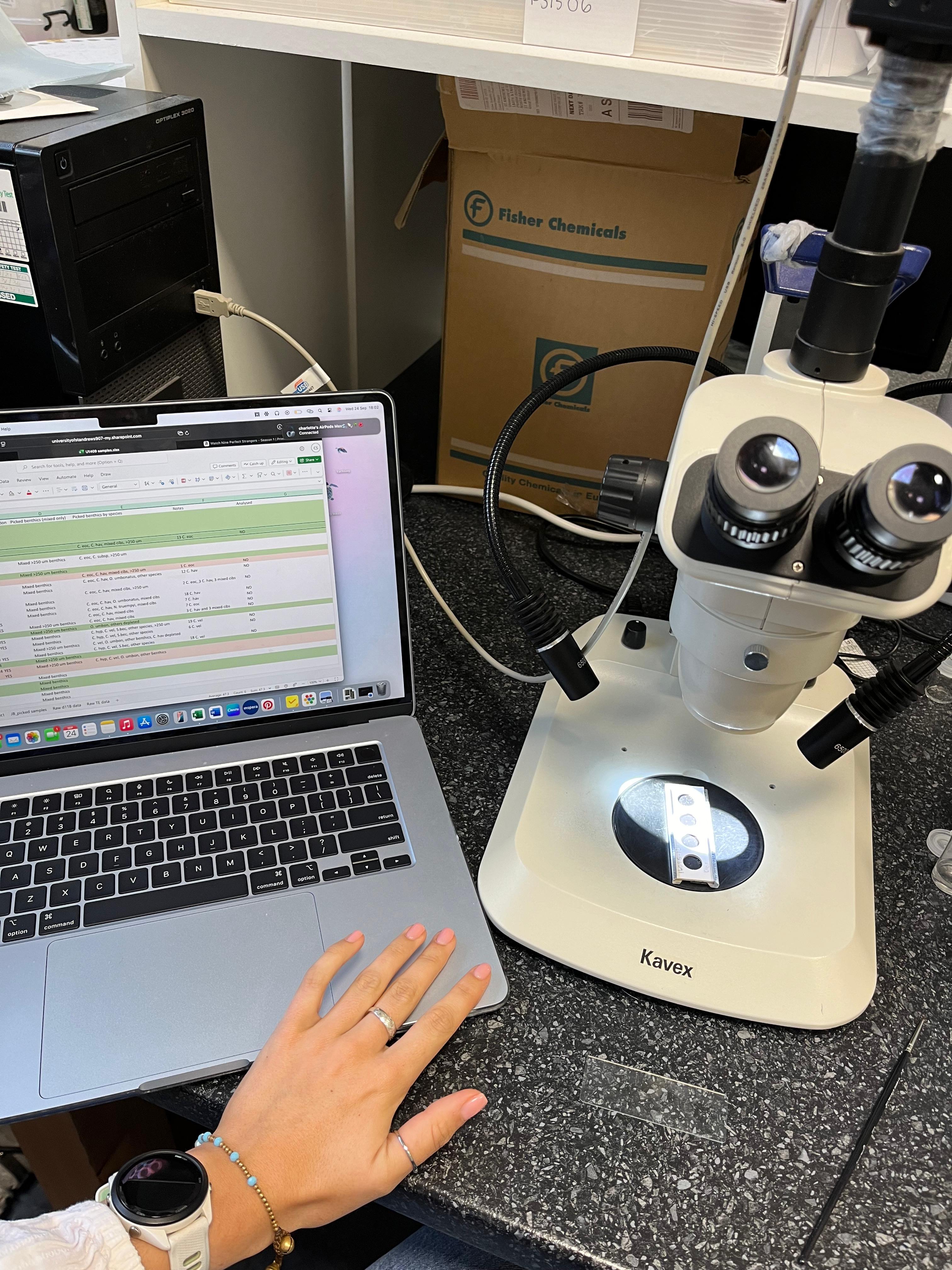Microscope and sample records used for Charlotte’s dissertation research
